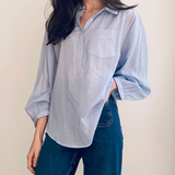 Marie Louise De Monterey New Birkin Blouse / Pale Blue