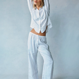 Bella Dahl Side Embroidery Beach Pant - White