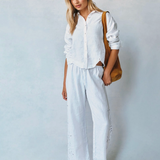 Bella Dahl Side Embroidery Beach Pant - White