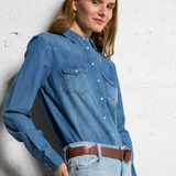 Please Snap Button Shirt / Denim Blue