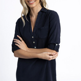 Humidity Leni Shirt Dress / Navy