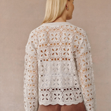 Bella Dahl Crochet Crew Neck Sweater / Almond