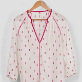 Marie Louise De Monterey Tulip Blouse Red/Ecru