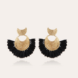Gas Bijoux Raffia Wave Earrings / Black