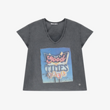 Please V Neck T-Shirt / Let The Good Times Roll