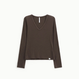 Imperial Long sleeved V-neck Top / Chocolate