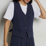 Please Pinstripe Vest / Navy
