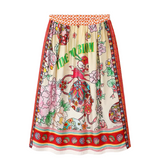 Me369 Vanessa Printed Midi Skirt / Cherry