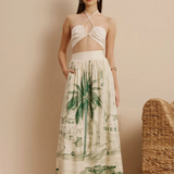 CaCay Belém Long Printed Skirt / Green Print