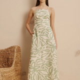 CaCay Jari Printed Long Dress / Medium Green