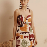 CaCay Short Dress with Turned-Up Collar / Medium Brown