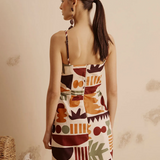 CaCay Short Dress with Turned-Up Collar / Medium Brown