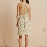 CaCay Jari Dress with Straight Neckline and Print / Medium Green