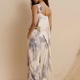 CaCay Iris Printed Wide-Leg Pants / Light Blue