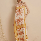 CaCay Copaiba Print Strappy Dress / Dark Yellow