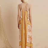 CaCay Copaiba Print Strappy Dress / Dark Yellow