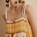 CaCay Copaiba Print Strappy Dress / Dark Yellow