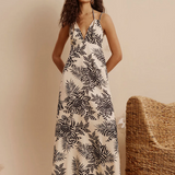 CaCay Carajas Printed Long Dress / Off White