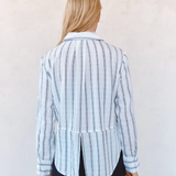 Bella Dahl Clean Split Back Button Down Shirt / Black And White Shadow Stripe