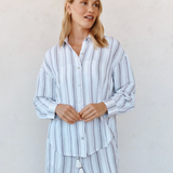Bella Dahl Oversized Clean Shirt / Rosewood Stripe
