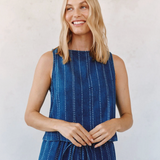 Bella Dahl Sleeveless Button Back Top / Indigo Stripe