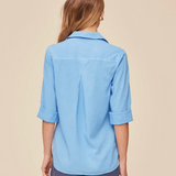 Bella Dahl Split Back Button Down / Tidal Blue