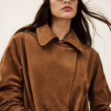 Ba&sh Matte Long Leather Coat / Camel