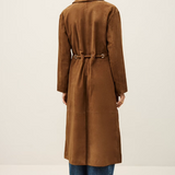 Ba&sh Matte Long Leather Coat / Camel