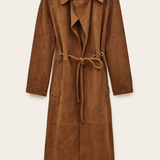Ba&sh Matte Long Leather Coat / Camel