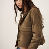 Ba&sh Morfeo Suede Leather Jacket / Olive