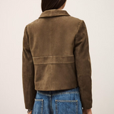 Ba&sh Morfeo Suede Leather Jacket / Olive