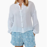 Bella Dahl Long Sleeve Drop Shoulder Pin Tuck Shirt / White