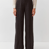 Diega Piedro Linen Pants / Noir-Ecru