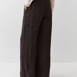 Diega Piedro Linen Pants / Noir-Ecru