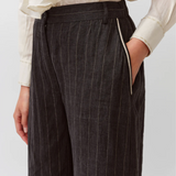 Diega Piedro Linen Pants / Noir-Ecru