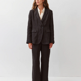 Diega Varizo Linen Blazer / Noir-Ecru