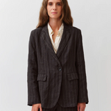 Diega Varizo Linen Blazer / Noir-Ecru