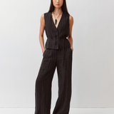 Diega Gapio Linen Waistcoat / Noir-Ecru