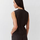 Diega Gapio Linen Waistcoat / Noir-Ecru