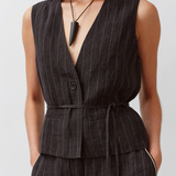 Diega Gapio Linen Waistcoat / Noir-Ecru