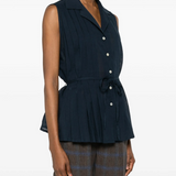Diega Chelio Pleated Shirt / Navy