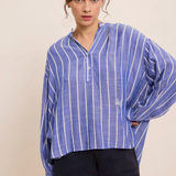 Five Barbara Blouse / Blue White Stripe