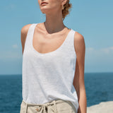 Estilo Emporio Tank Linen Singlet / White