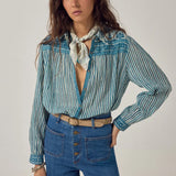 Maison Hotel Maria Shirt / Mediterranean Stripes Blue Ink