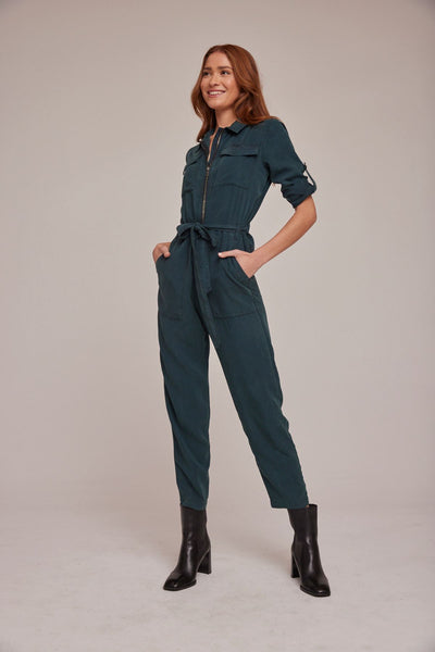 Bella Dahl Long Sleeve Zip Front Jumpsuit - Jade