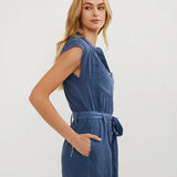 Bella Dahl Cap Sleeve Pocket Romper / Midnight Surf