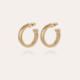 Gas Bijoux Antigone Cabochons Hoop Earrings / White Mother Of Pearl