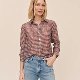 Bella Dahl Classic Button Down Shirt / Plum Gingham Print