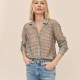 Bella Dahl Classic Button Down Shirt / Olive Gingham Print
