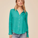 Bella Dahl Pocket Button Down Linen Shirt / Aqua Green